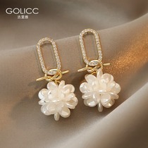 Temperament goddess fan petal earrings 2021 New Tide earrings female senior sense light luxury summer earrings