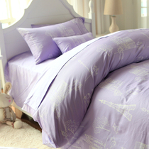 Blue Platinum Children Small Paris Pure Cotton Four Pieces Full Cotton Cartoon Princess 1 2m1 5m Kit Teenage Bed Pint