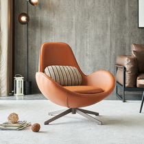 Nordic simple casual armchair living room home balcony single leather sofa back chair lazy rotating recliner