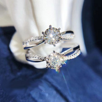 Imedrill 18K gold diamond ring Six claw caravan flowers twist arm group inlaid with ring courting wedding girl ring