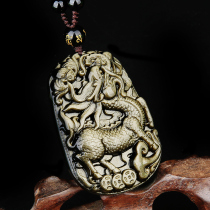 Natural Golden obsidian unicorn pendant pendant natural obsidian unicorn pendant to send the town house auspicious necklace for men and women