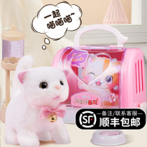 Emulated kitty will be called Walking Toy Cat Cat Electric Pet Little Girl Birthday Gift Plush Doll