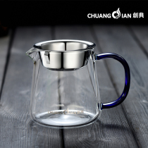 Creative heat-resistant glass Road cup large glass male Cup Tea Fair Cup with 304 stainless steel thick tea leak