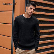 Kuegou mens sweater mens clothing spring trends Warm Round Collar Pure-coloured knitted sweatshirt Long sleeves clothed 32006
