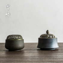 Holy mountain antique glaze incense burner retro rough pottery stove sandalwood incense stove incense ceremony tea ceremony accessories tea mat creative ornaments