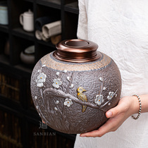 Volcanic rock mud tea pot Ceramic double sealed tea pot Vintage coarse pottery tea pot Tea warehouse plus size 2 pounds