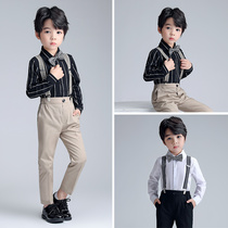 Small host chorus costume short sleeves strap summer boys dress thin set piano performance students