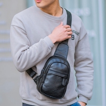 Mens bag simple cowhide chest bag new trend Korean version of the leather soft leather wild mini small shoulder mobile phone oblique cross