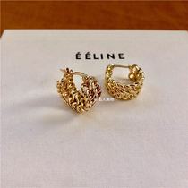 Color Lynn Wind Gold Hollowed-out Design Sensation Retro Weave Circle Lady Trendy Boutique Ear Button Earrings