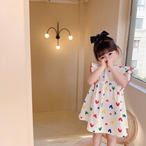 2021 summer new girl dress female baby Foreign style Korean childrens dress cute butterfly sleeve princess dress