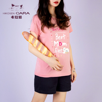 HIKOSEN Carla cat short sleeve t-shirt women cotton loose letter Japanese Tide brand cute cat top