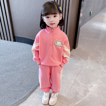Girl Trendy Ocean Gas Suit Spring Children Sports Two Sets Womens Baby Spring Clothing Cartoon Tennis Red Fringed Child Clothing
