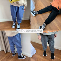 Tong Tong Ma Boys and girls cotton lint pants mens and women baby soft casual pants childrens sports pants autumn and winter clothes