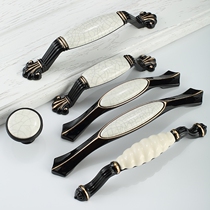 American cabinet door handle ceramic black cracks European-style drawer cabinet door handle wardrobe simple furniture with hardware