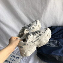 ins sports trendy shoes womens 2021 new spring shoes thick-soled height-increasing dad shoes Korean version of wild breathable mesh shoes