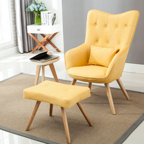 Denmark Nordic single sofa chair solid wood fabric modern minimalist hotel cafe ins lazy sofa chair