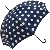 Korean fashion umbrella Taiwan imported cloth female hipster blue wave dot semi-automatic straight long handle Mushroom umbrella