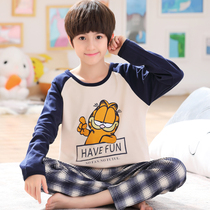 Kids Pajamas Boys Pure Cotton Spring Autumn Long Sleeve Boys Middle and Big Kids Students Autumn Cotton Home Clothing Sets Autumn