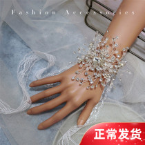Handmade European high-end luxury wedding wine banquet rhinestone shiny bridal wrist flower stage performance shot ring