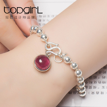 TOPGIRL original handmade red corundum pendant 990 pure silver bracelet female fashion minimalist personality handstring send bestie