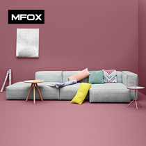 Nordic fabric sofa living room small apartment simple modern double three-person latex sofa L-shaped chaise combination
