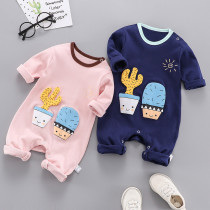 Korean Boy Dress Baby One-piece Clothes Pure Cotton Spring Autumn Style Newborn Pyjamas Air Conditioning Suit Men And Women Baby Long Sleeve Climbing Clothes