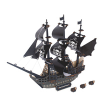 Xin Lian Wisdom Development Toy 3D Wooden Solid Jigsaw Puzzle DIY Handmade Black Pearl Sea Pirate Ship
