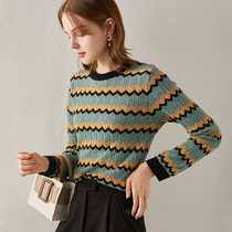 Autumn 2021 New yak velvet striped pullover soft waxy sweater women knitted stripes inside base shirt