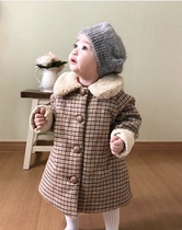 Milk dads Home Bebe Organic new children retro-poped plaid wool coat plaid pants 3Z