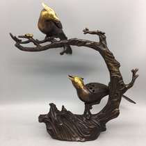 Imitation Ancient Pure Coppers Golden Delight with Fragrant Stove Pendulum with Festive Magpies Plum Smoked Incense Stove Home Pendulum