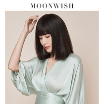 Dream Weishi Lisa The same comic bangs wig Female long hair straight hair Bobo real hair Medium long hair full headgear