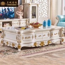 European-style living room marble solid wood tea a few white description gold tea table simple tea a few TV cabinet combination