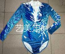 Competitive bodybuilding playground Conqueror Conqueror Conqueror Conserve Womens Competitive Suit Blue Plus Diamond Printed Fabric