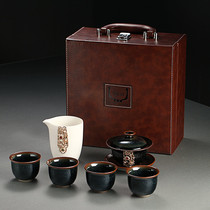 Kiln handmade ceramic inlaid ceiling kung fu tea set home retro cup set