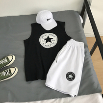 Shorts Sports Set Summer Tide Brand ins Boys Canter Sleeveless T-shirt Men Korean 2021 Two-piece Short Sleeve