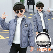 Boys light down jacket foreign white duck down liner childrens autumn and winter clothes short medium and big boy anti-season coat