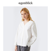 Nordic Moment White Shirt Woman Design Sensation Niche 2022 New Spring V Collar Side Open Fork Casual Lining