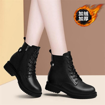 Net red Martin boots female black locomotive short boots inner heightening womens shoes autumn winter 100 lap thick bottom lacing boots children ins