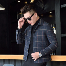 Woolen coat mens slim short mens warm woolen coat 2021 autumn and winter new mens coat