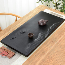 Whole piece of natural Wujin Stone tea tray household Stone tea table living room Tea Sea relief tray simple office home