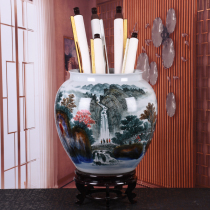 Jingdezhen ceramic hand-painted quiver calligraphy and painting cylinder reel cylinder calligraphy storage barrel living room flower arrangement tremble sound same ceramic