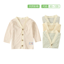 Baby cotton thin coat children colored cotton thin cardigan infant long sleeve coat soft breathable cotton export