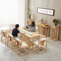 High-end office reception desk Gongfu tea table solid wood tea table New Chinese style Zen tea table log tea table and chairs group