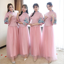 Bridesmaid dress Chinese style Tang dress Wedding Xiuhe dress Female sister group suit Vintage Cheongsam Large size bridesmaid dress