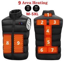 Cross-border autumn and winter mens thickened 9 pieces of heating vest graphite thin ink SB heating vest large size casual vest