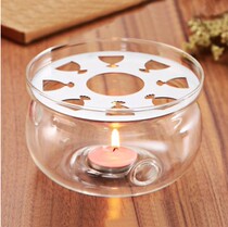 Round Crystal Glass Base Flower Teapot Glass Pot Heater Heatproof Heart-shaped Candle Warm Tea Warm Tea Ware