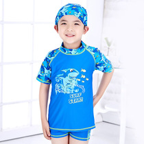 Childrens swimsuit boy sunscreen baby swimsuit big boy short sleeve swimsuit boy split swimsuit