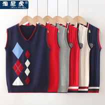 Boys knitted vest autumn and winter clothing Chinese children Korean version plus velvet padded foreign sweaters vest cotton waistcoat cotton waistcoat tide