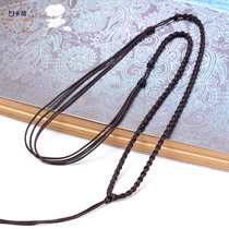 Four pieces of jade thread woven necklace rope jade pendant emerald jade gold silver pendant with black red rope male and female