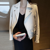 SIOOR 2022 NEW GENUINE LEATHER SHORT Locomotive Leather Coat Jacket Woman Imported Sheep Leather Jacket Repairs COOL BLACK